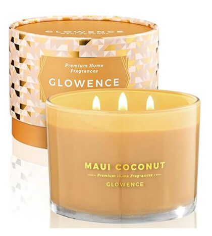 Glowence Coconut Scented Candle - 100% Natural Soy Wax