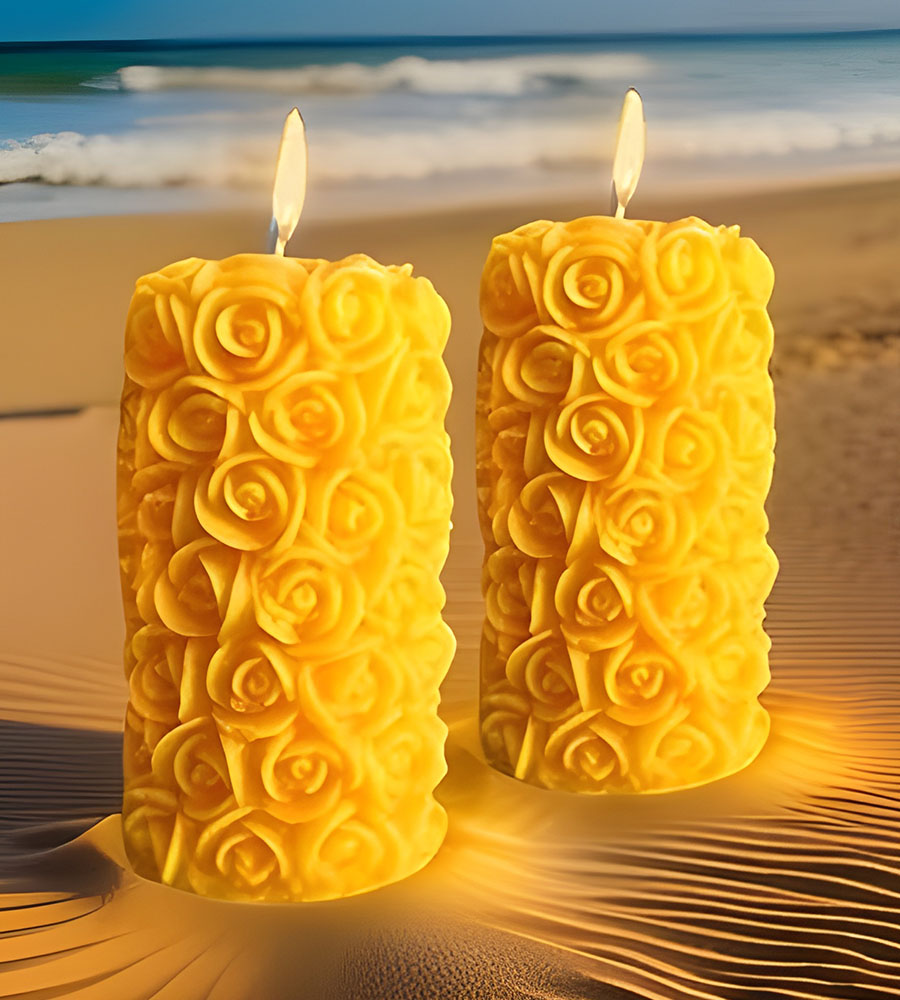 Glowence Flower Shape Candle | Romantic Fragrance Candles | Smoke-Free Pillar Candle | Romantic Night (Yellow, Pack of 2) - Image 3