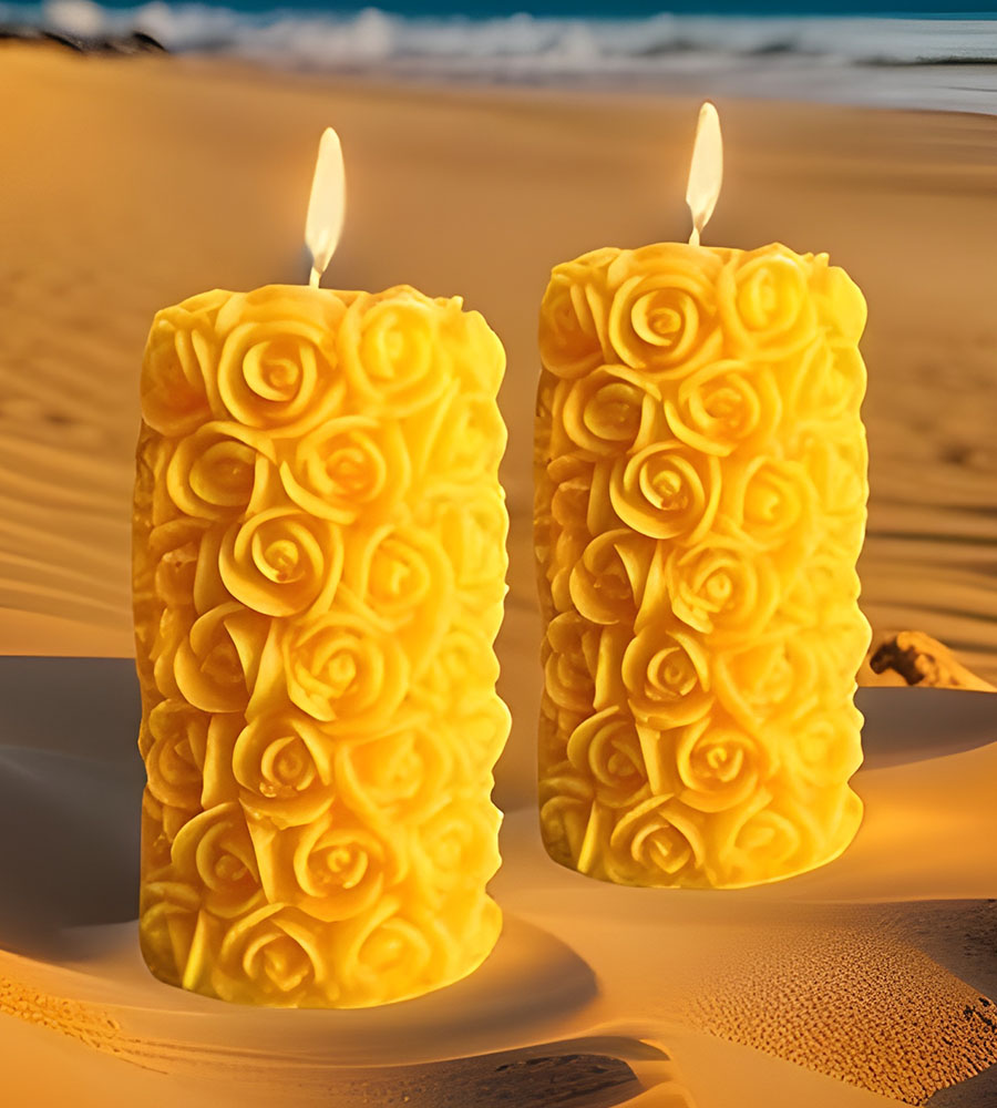 Glowence Flower Shape Candle | Romantic Fragrance Candles | Smoke-Free Pillar Candle | Romantic Night (Yellow, Pack of 2) - Image 4