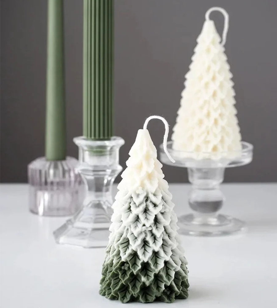 Christmas Tree Candle with Leaves - Image 6