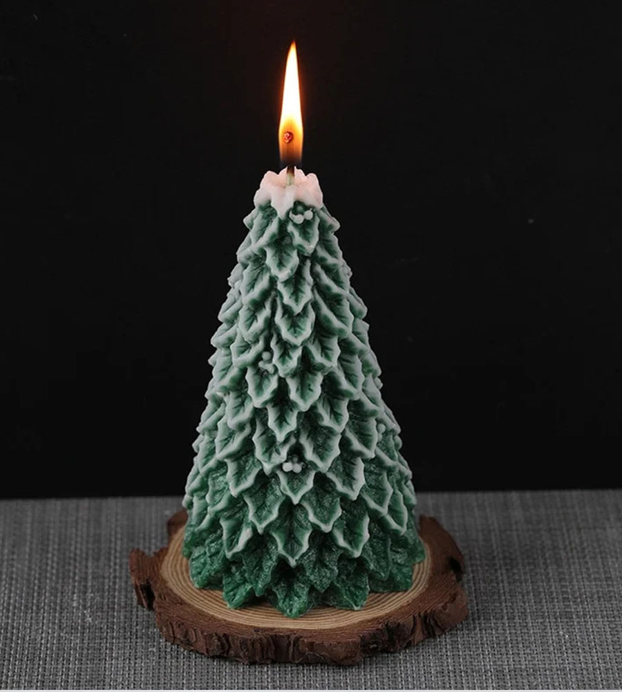 Christmas Tree Candle with Leaves - Image 7